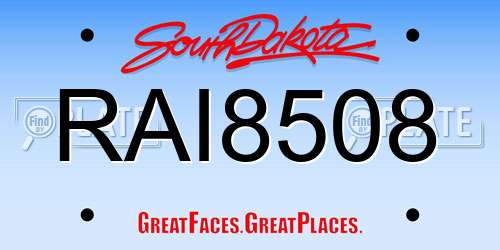 RAI8508 South Dakota License Plate