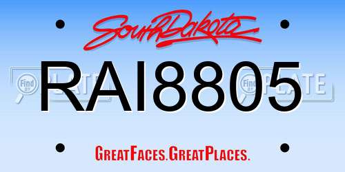 RAI8805 South Dakota License Plate