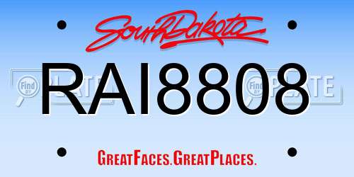 RAI8808 South Dakota License Plate