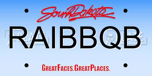 RAIBBQB South Dakota License Plate