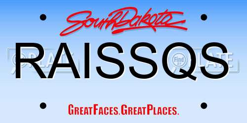 RAISSQS South Dakota License Plate