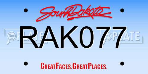 RAK077 South Dakota License Plate