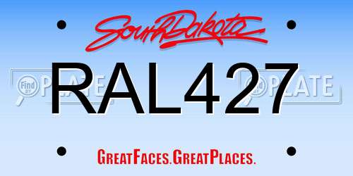 RAL427 South Dakota License Plate