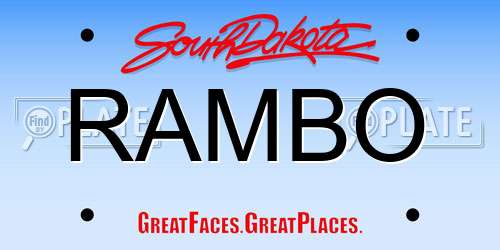 RAMBO South Dakota License Plate