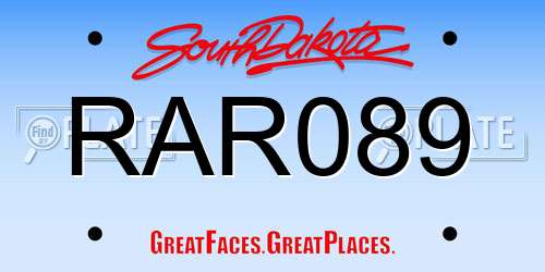 RAR089 South Dakota License Plate