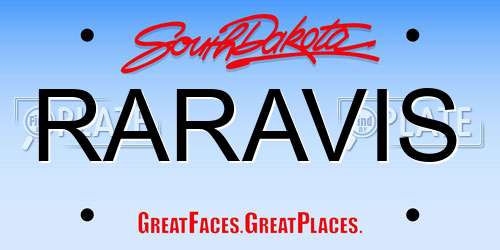 RARAVIS South Dakota License Plate