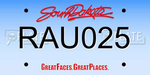 RAU025 South Dakota License Plate