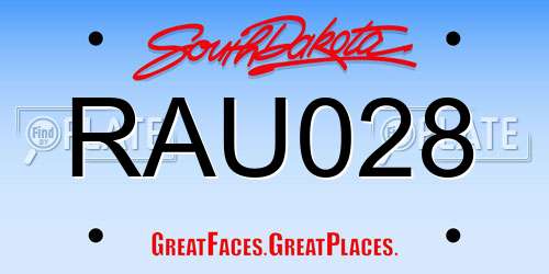 RAU028 South Dakota License Plate