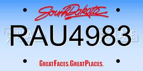 RAU4983 South Dakota License Plate