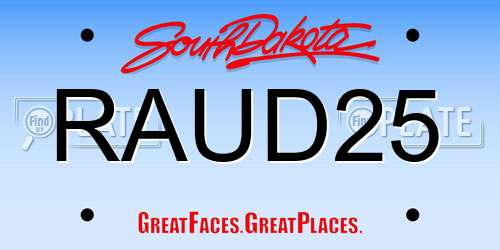 RAUD25 South Dakota License Plate