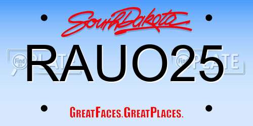 RAUO25 South Dakota License Plate