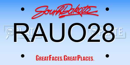 RAUO28 South Dakota License Plate