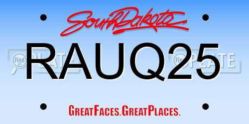 RAUQ25 South Dakota License Plate