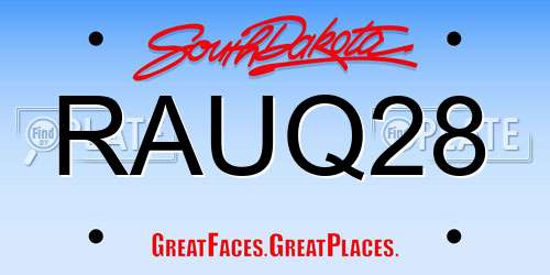 RAUQ28 South Dakota License Plate