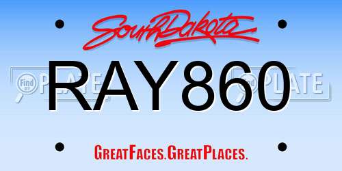 RAY860 South Dakota License Plate