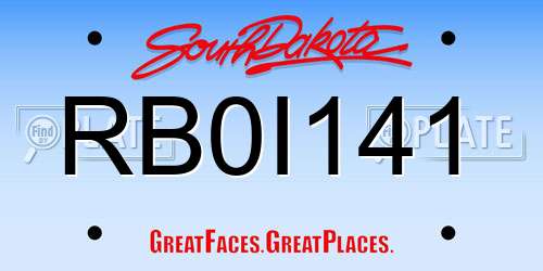 RB0I141 South Dakota License Plate