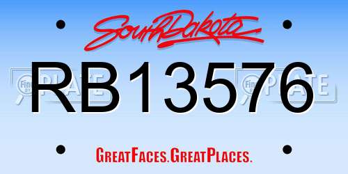 RB13576 South Dakota License Plate