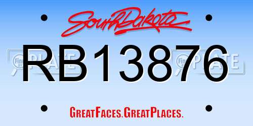 RB13876 South Dakota License Plate