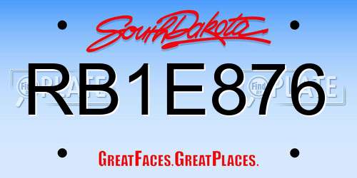 RB1E876 South Dakota License Plate