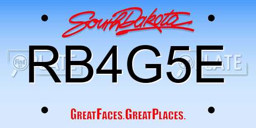 RB4G5E South Dakota License Plate