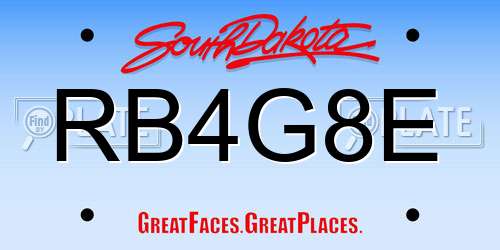 RB4G8E South Dakota License Plate
