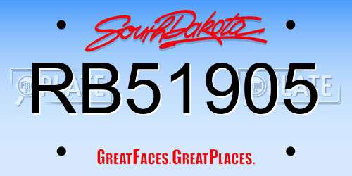 RB51905 South Dakota License Plate