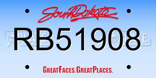 RB51908 South Dakota License Plate
