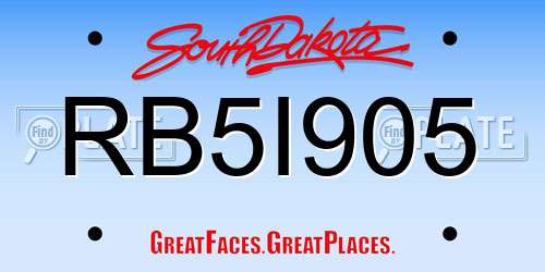 RB5I905 South Dakota License Plate