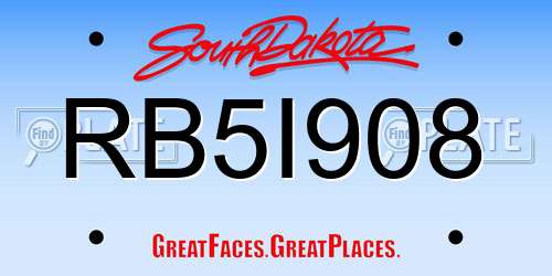 RB5I908 South Dakota License Plate