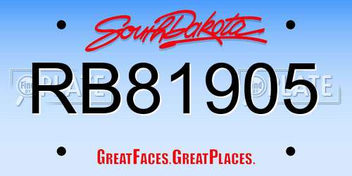 RB81905 South Dakota License Plate