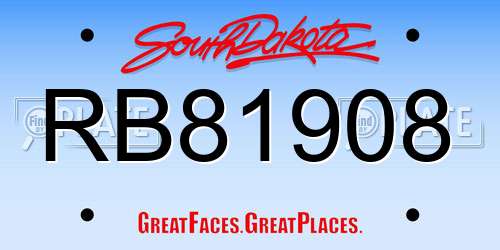 RB81908 South Dakota License Plate
