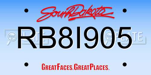 RB8I905 South Dakota License Plate