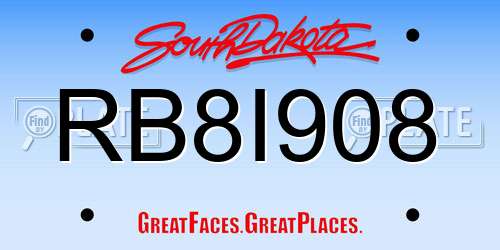 RB8I908 South Dakota License Plate