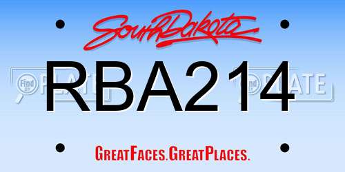 RBA214 South Dakota License Plate