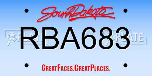 RBA683 South Dakota License Plate