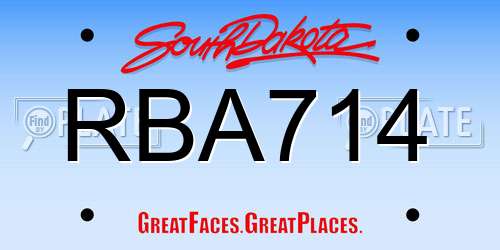 RBA714 South Dakota License Plate
