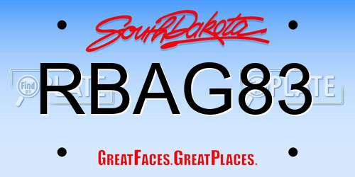 RBAG83 South Dakota License Plate