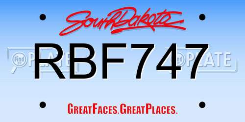 RBF747 South Dakota License Plate