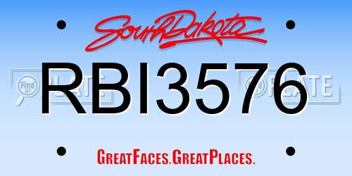 RBI3576 South Dakota License Plate