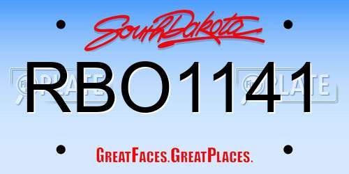 RBO1141 South Dakota License Plate