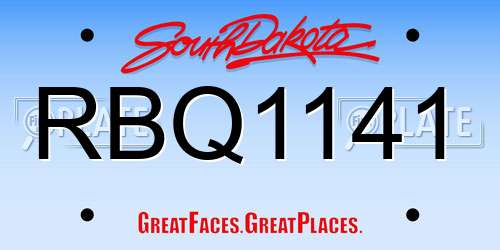 RBQ1141 South Dakota License Plate