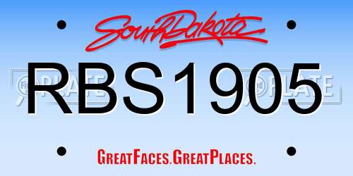 RBS1905 South Dakota License Plate