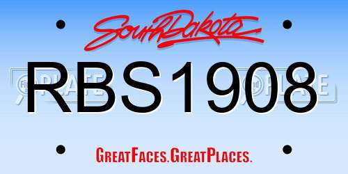 RBS1908 South Dakota License Plate