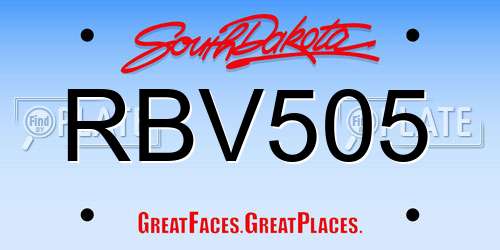 RBV505 South Dakota License Plate