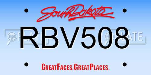 RBV508 South Dakota License Plate