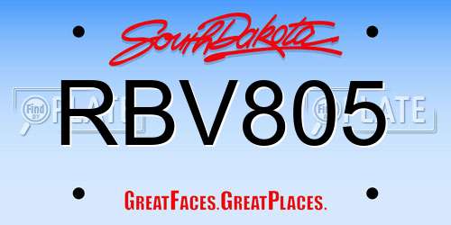 RBV805 South Dakota License Plate