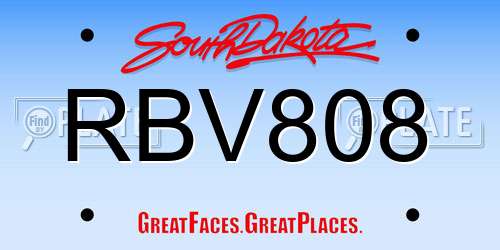 RBV808 South Dakota License Plate