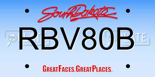 RBV80B South Dakota License Plate