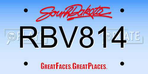 RBV814 South Dakota License Plate