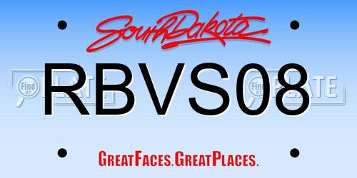 RBVS08 South Dakota License Plate
